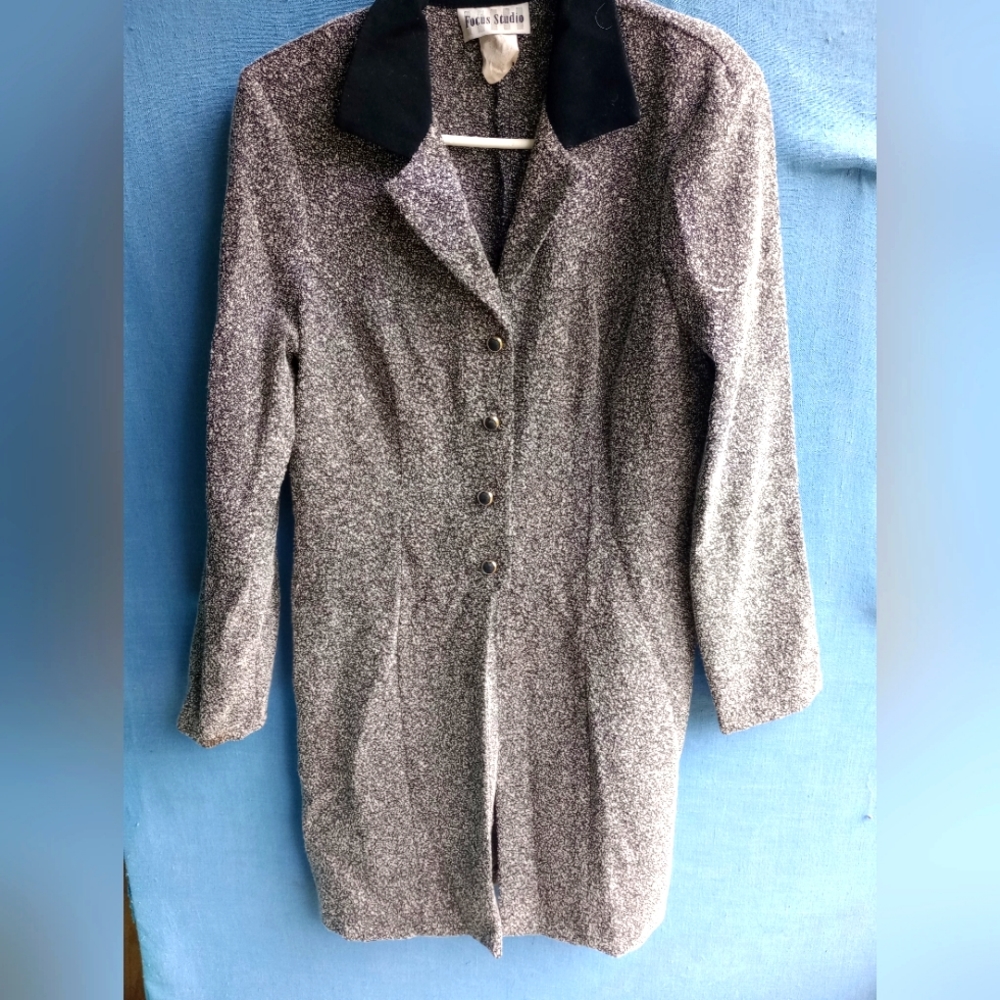 Vintage Focus Studio Women's Size 10 Grey Mid Length Jacket